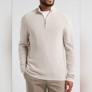 Jack Victor Daulac 100% Cotto1n Quarter Zip Pullover In Sand Mens Size Small